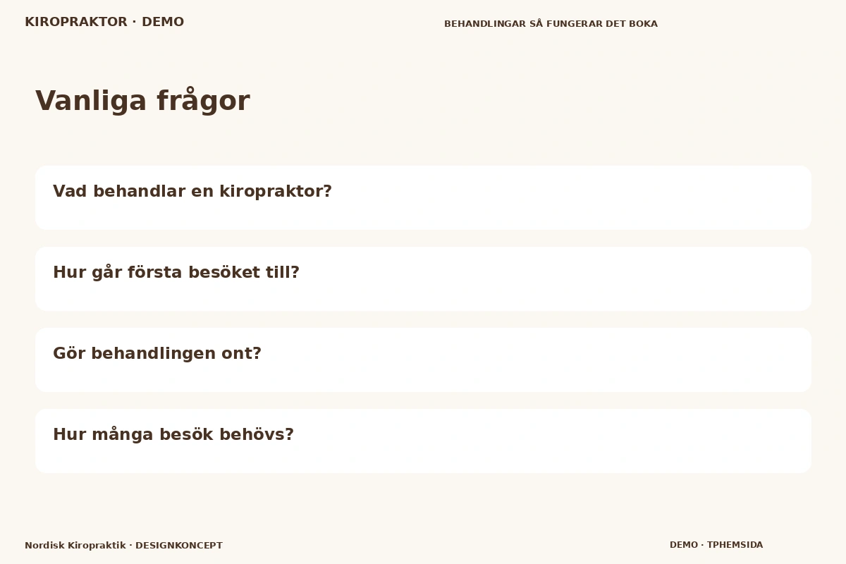Nordisk Kiropraktik – Vanliga frågor för kiropraktor