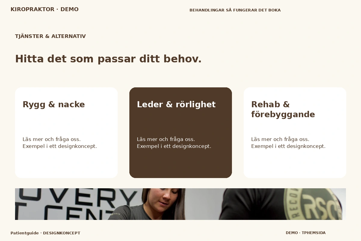 Patientguide – Tjänster & alternativ för kiropraktor