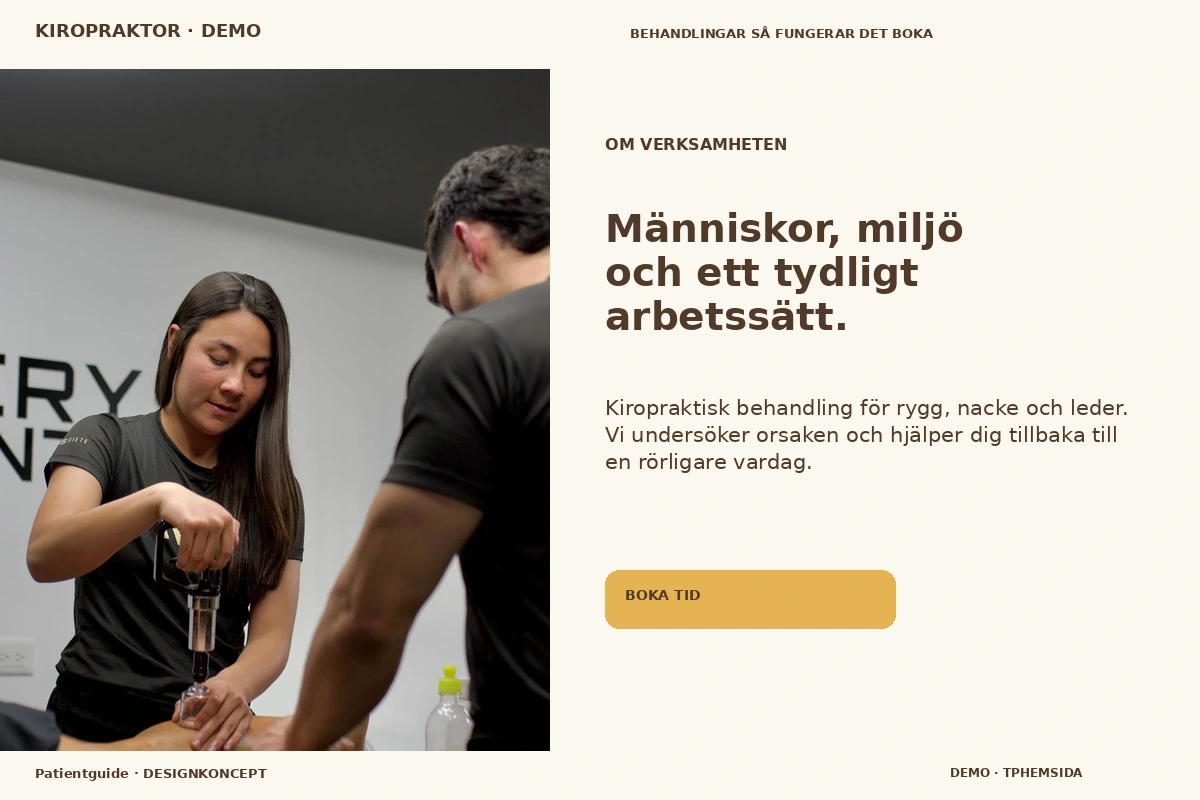 Patientguide – Om verksamheten för kiropraktor