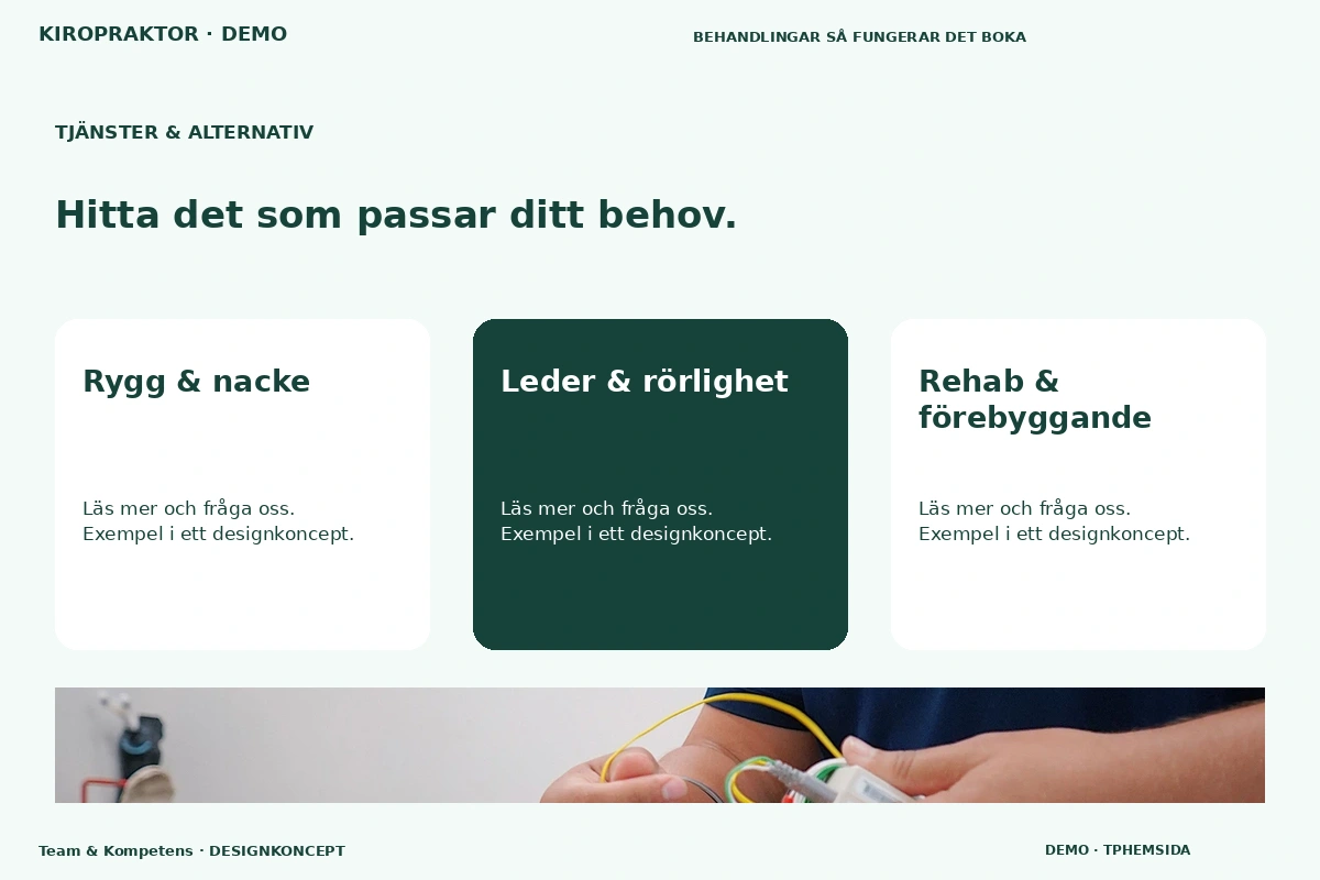 Team & Kompetens – Tjänster & alternativ för kiropraktor