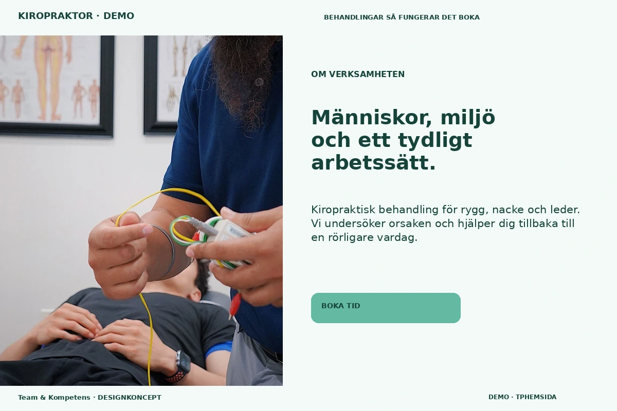 Team & Kompetens – Om verksamheten för kiropraktor