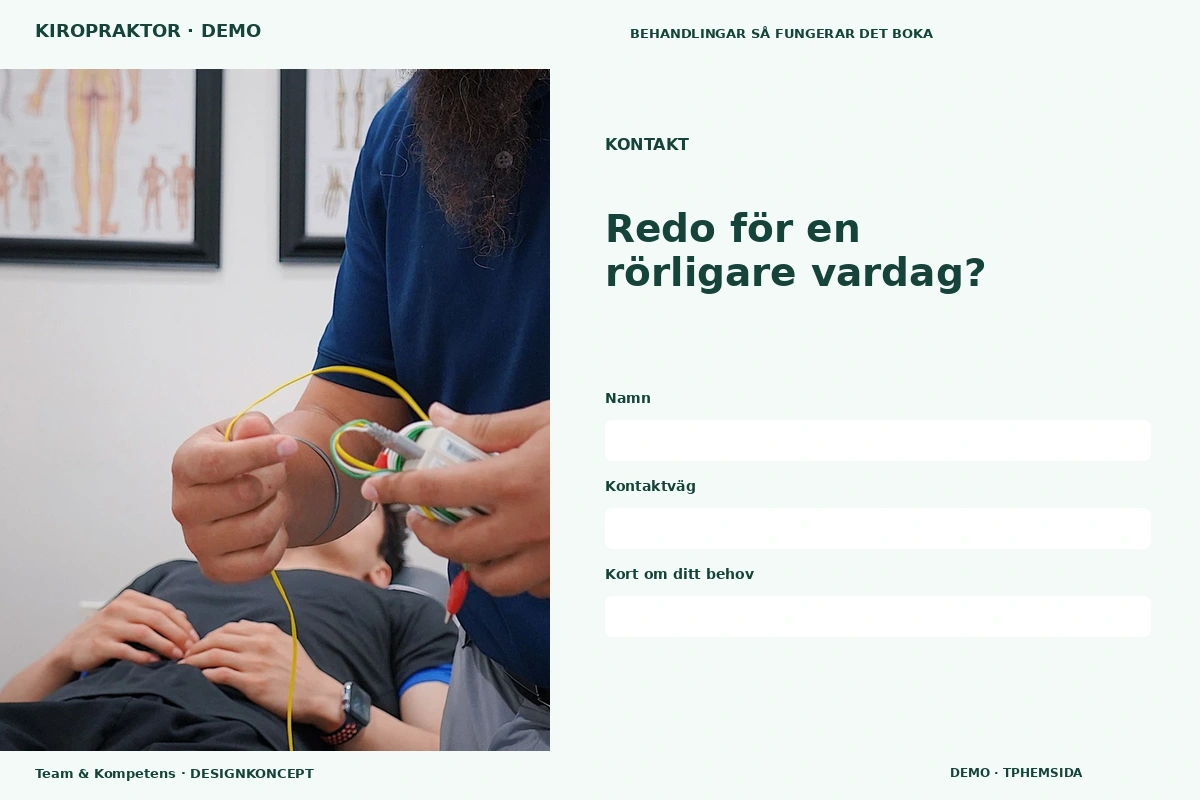 Team & Kompetens – Kontakt för kiropraktor