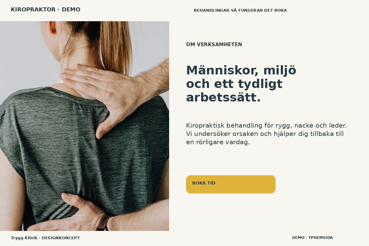 Trygg Klinik – Om verksamheten för kiropraktor