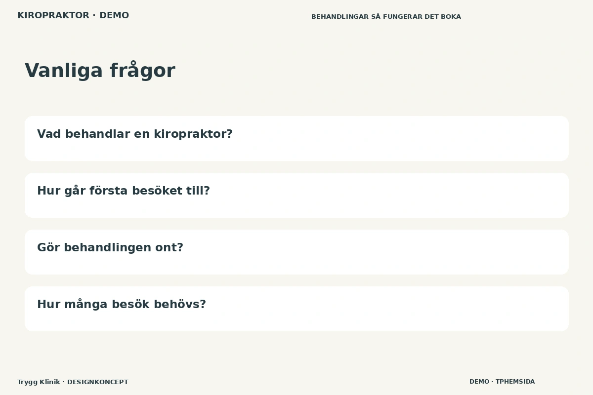 Trygg Klinik – Vanliga frågor för kiropraktor
