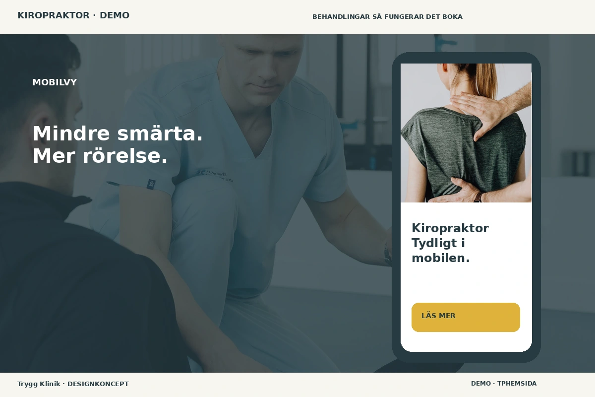Trygg Klinik – Mobilvy för kiropraktor