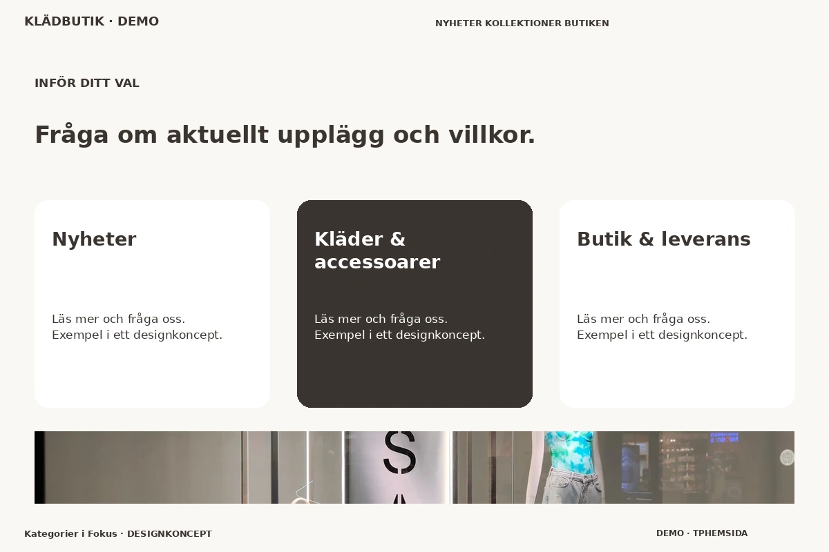Kategorier i Fokus – Alternativ & villkor för klädbutik