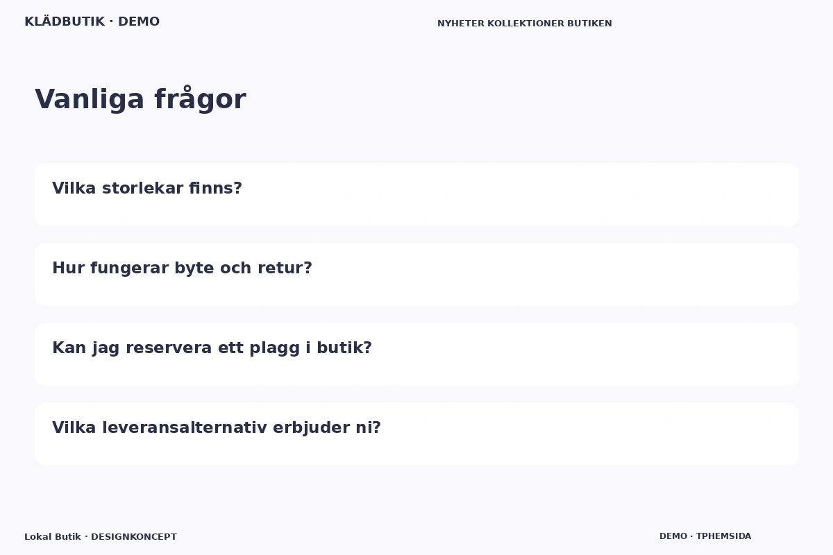 Lokal Butik – Vanliga frågor för klädbutik