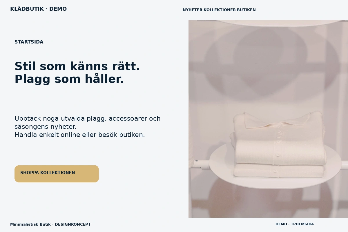 Minimalistisk Butik – Startsida för klädbutik