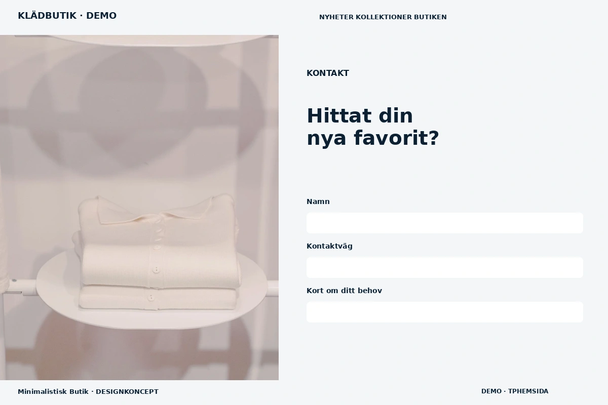 Minimalistisk Butik – Kontakt för klädbutik