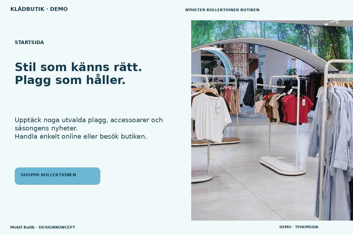 Mobil Butik – Startsida för klädbutik