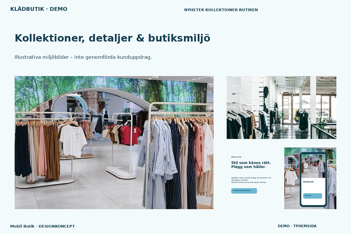 Mobil Butik – Kollektioner, detaljer & butiksmiljö för klädbutik
