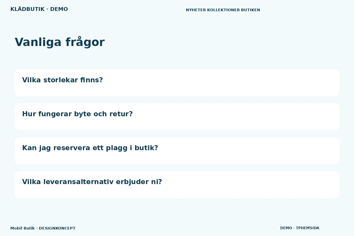 Mobil Butik – Vanliga frågor för klädbutik
