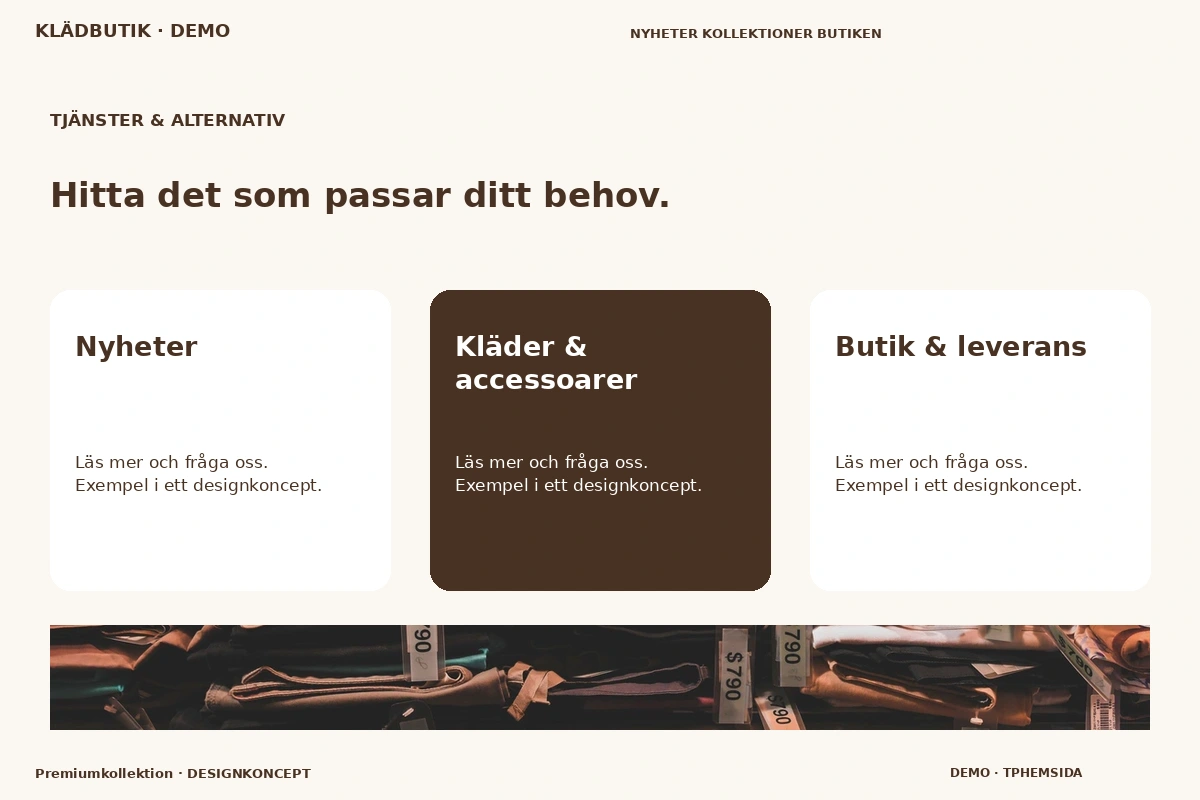 Premiumkollektion – Tjänster & alternativ för klädbutik