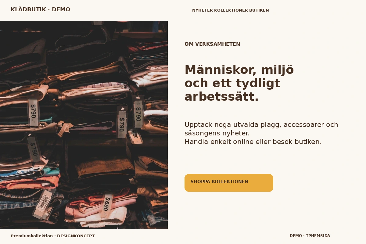 Premiumkollektion – Om verksamheten för klädbutik