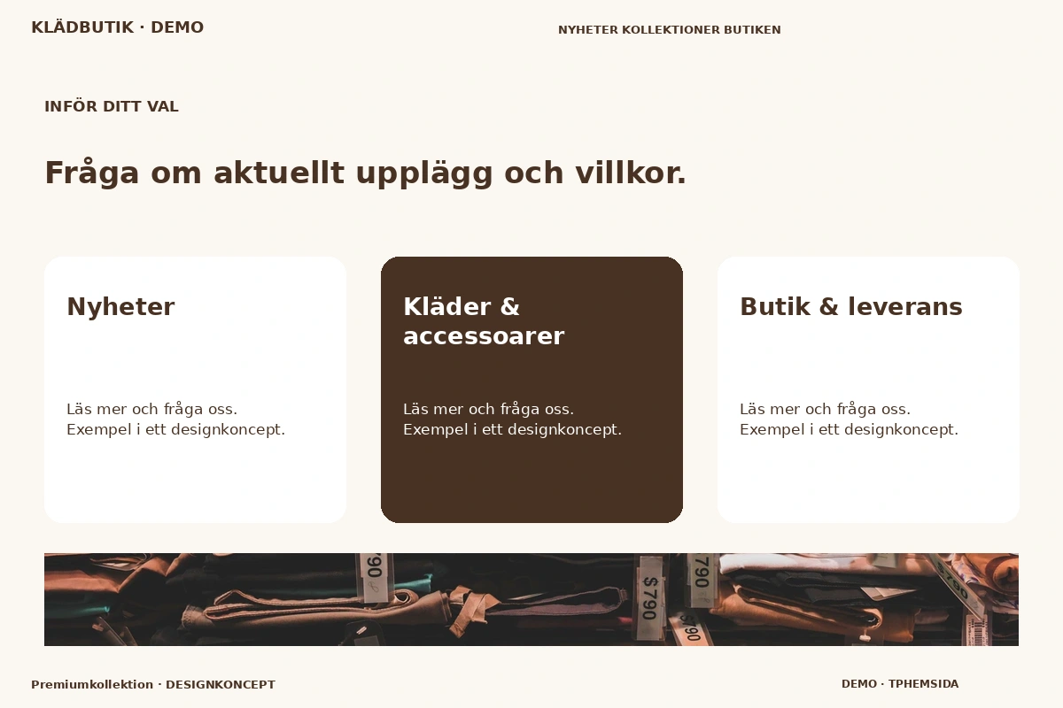Premiumkollektion – Alternativ & villkor för klädbutik