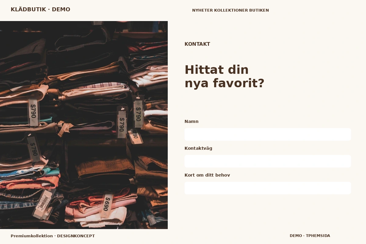 Premiumkollektion – Kontakt för klädbutik