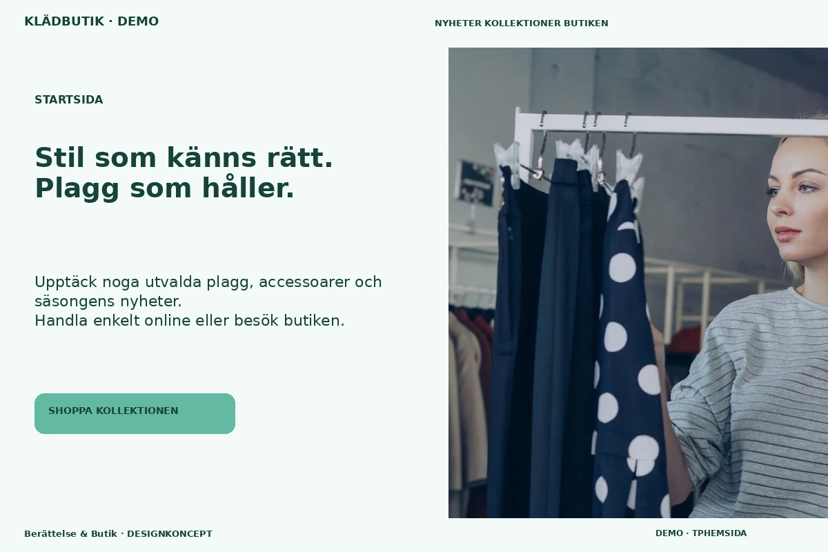 Berättelse & Butik – Startsida för klädbutik