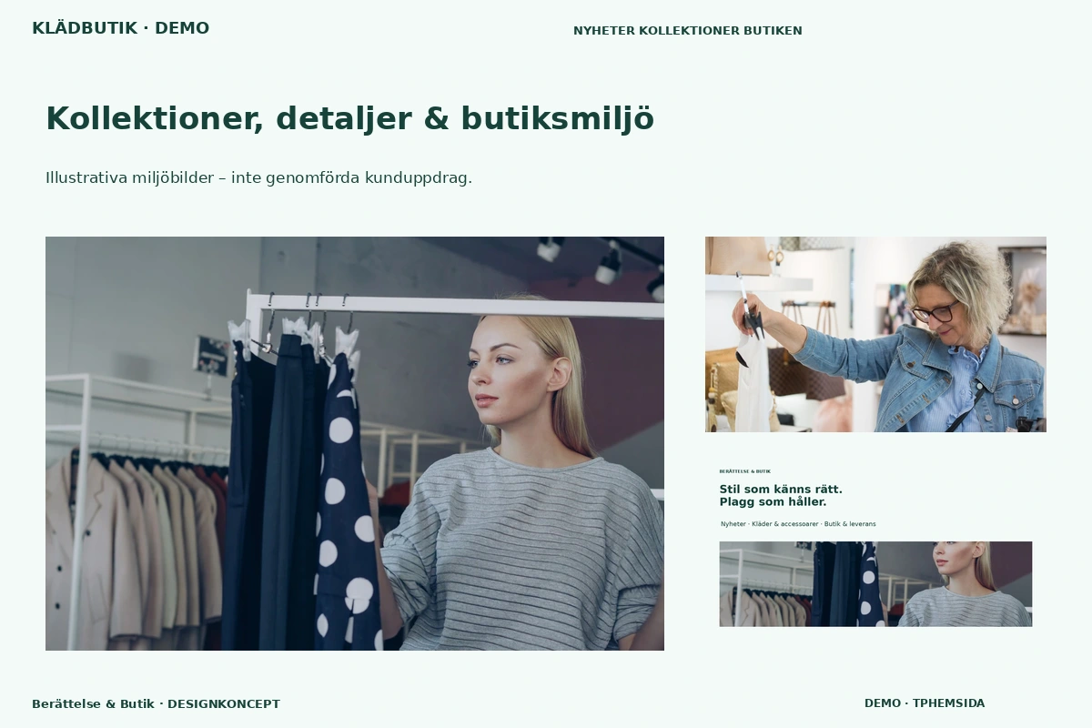 Berättelse & Butik – Kollektioner, detaljer & butiksmiljö för klädbutik