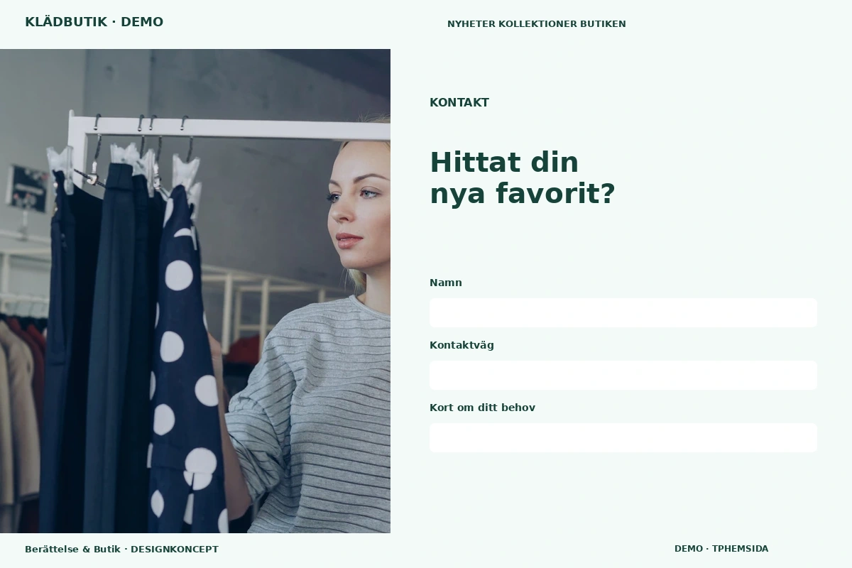 Berättelse & Butik – Kontakt för klädbutik