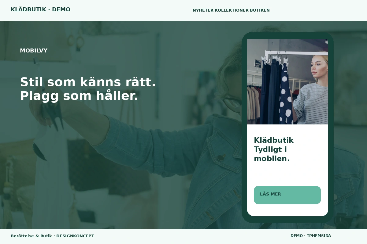 Berättelse & Butik – Mobilvy för klädbutik