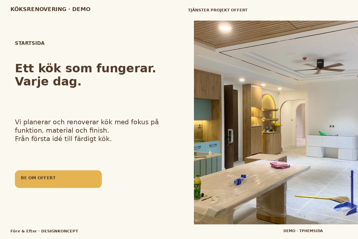 Före & Efter – Startsida för köksrenovering
