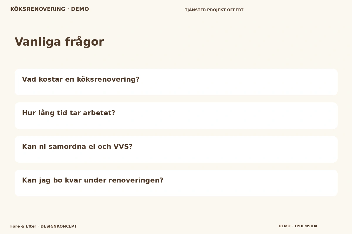 Före & Efter – Vanliga frågor för köksrenovering