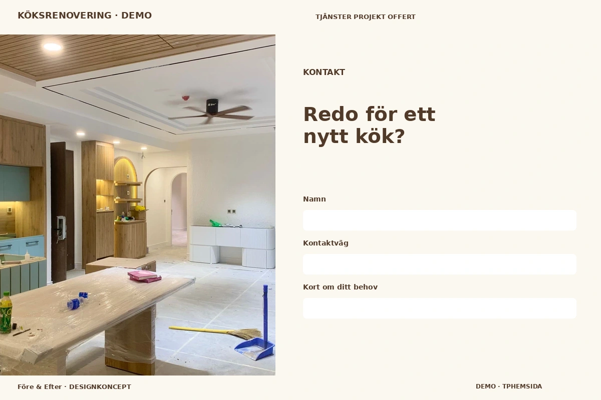 Före & Efter – Kontakt för köksrenovering