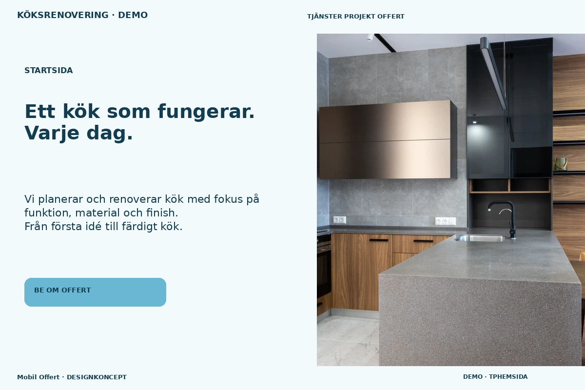 Mobil Offert – Startsida för köksrenovering