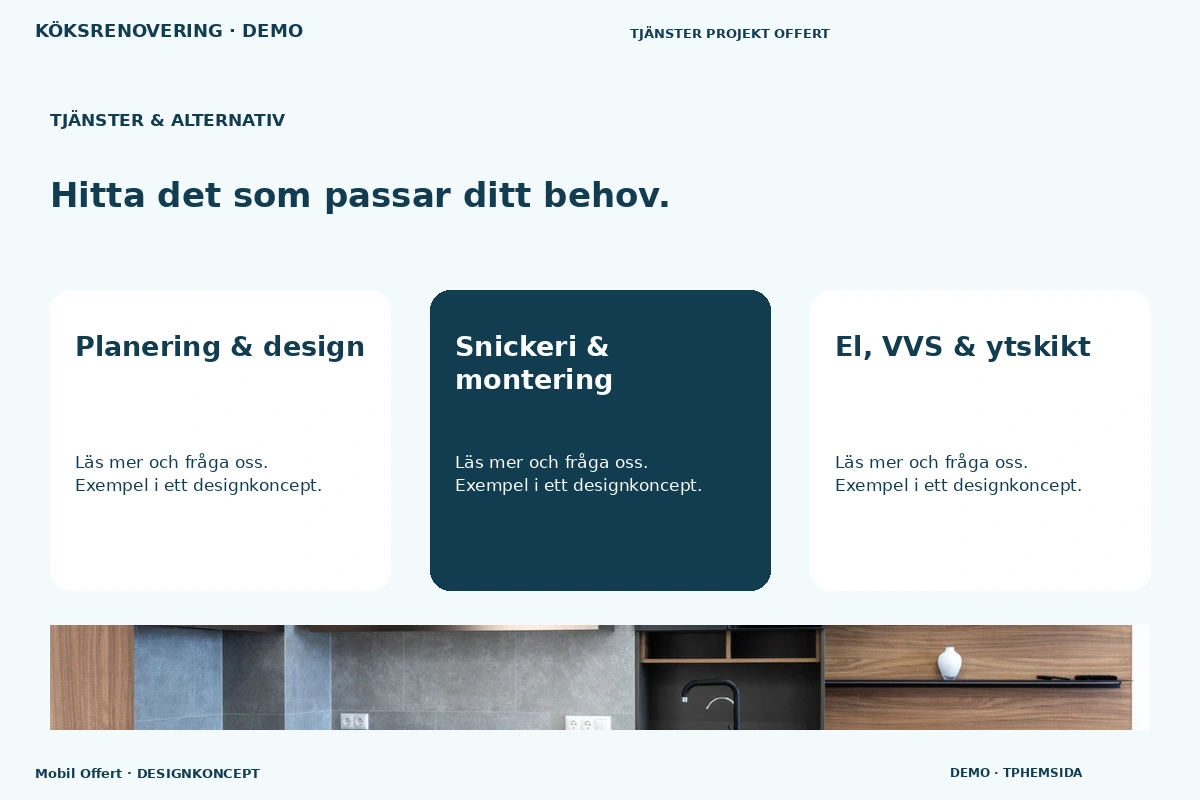 Mobil Offert – Tjänster & alternativ för köksrenovering