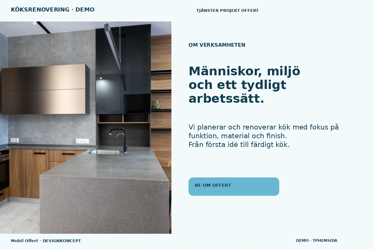 Mobil Offert – Om verksamheten för köksrenovering