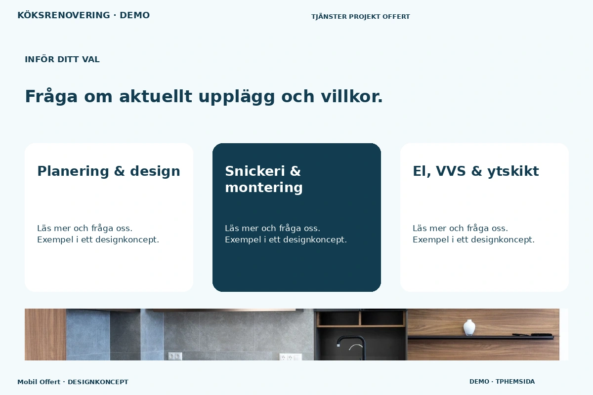 Mobil Offert – Alternativ & villkor för köksrenovering