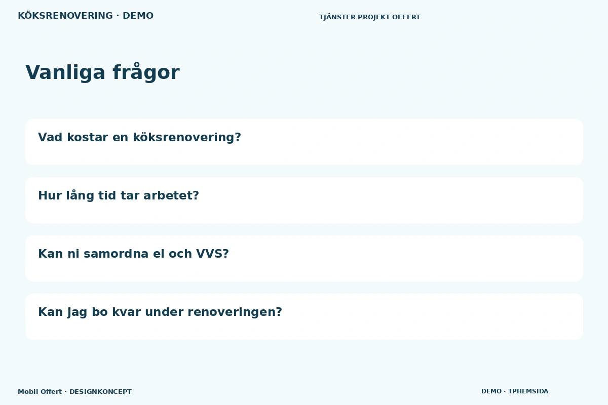 Mobil Offert – Vanliga frågor för köksrenovering