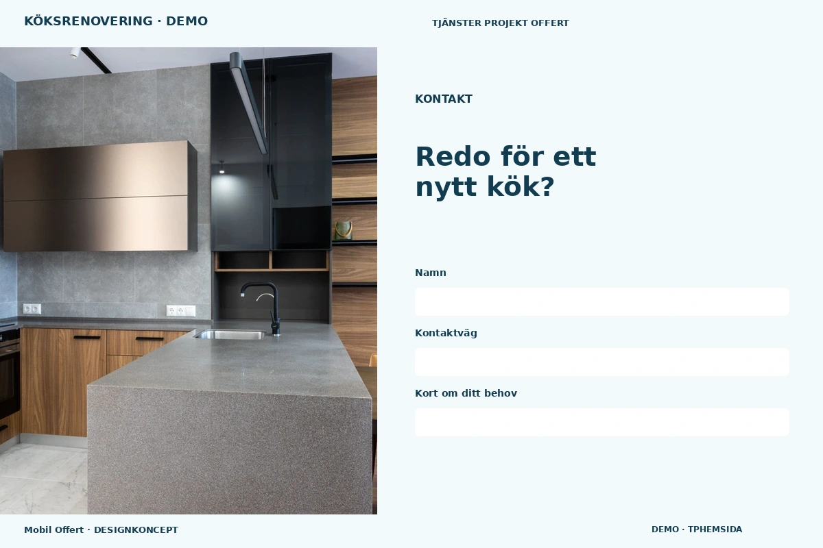 Mobil Offert – Kontakt för köksrenovering