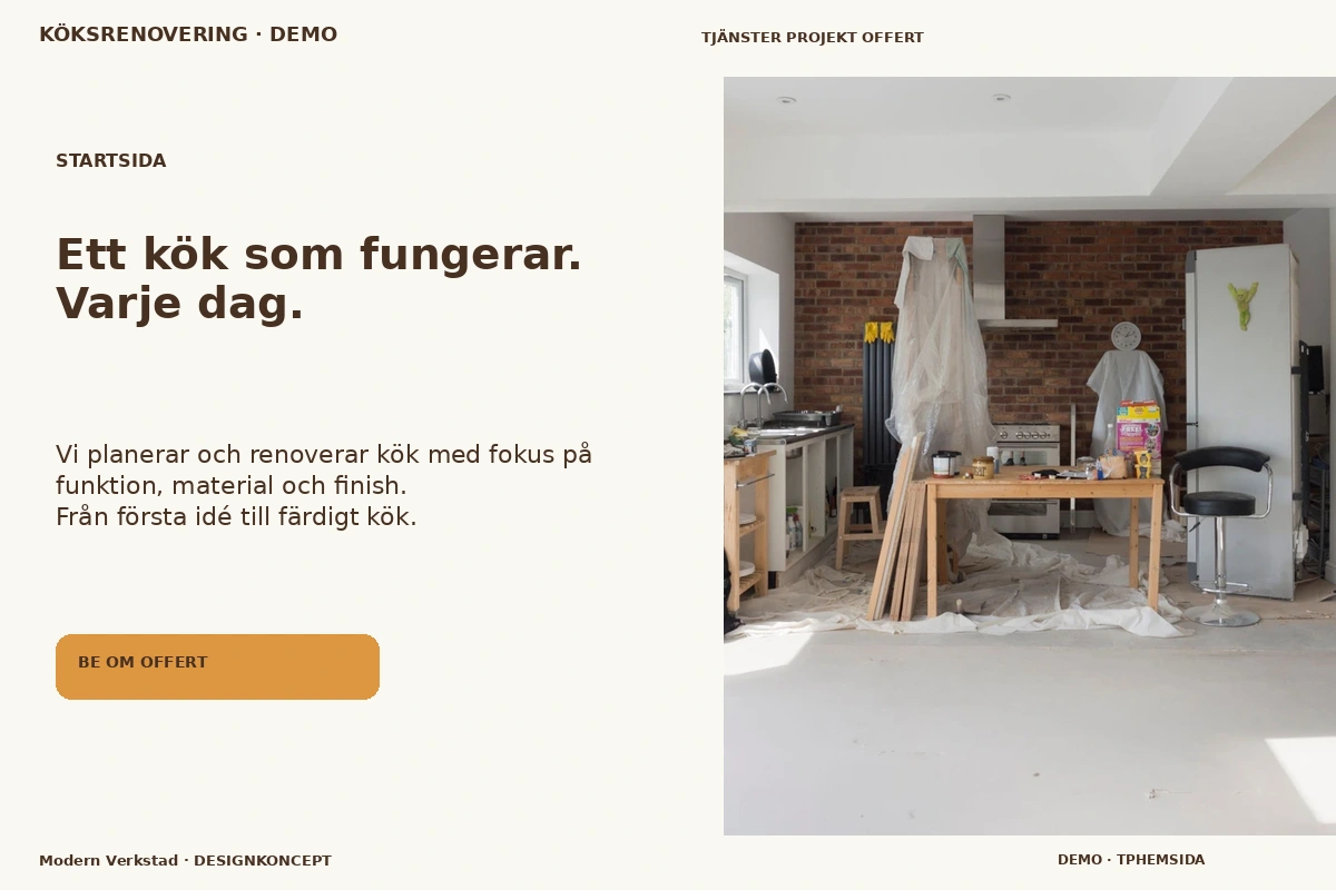 Modern Verkstad – Startsida för köksrenovering