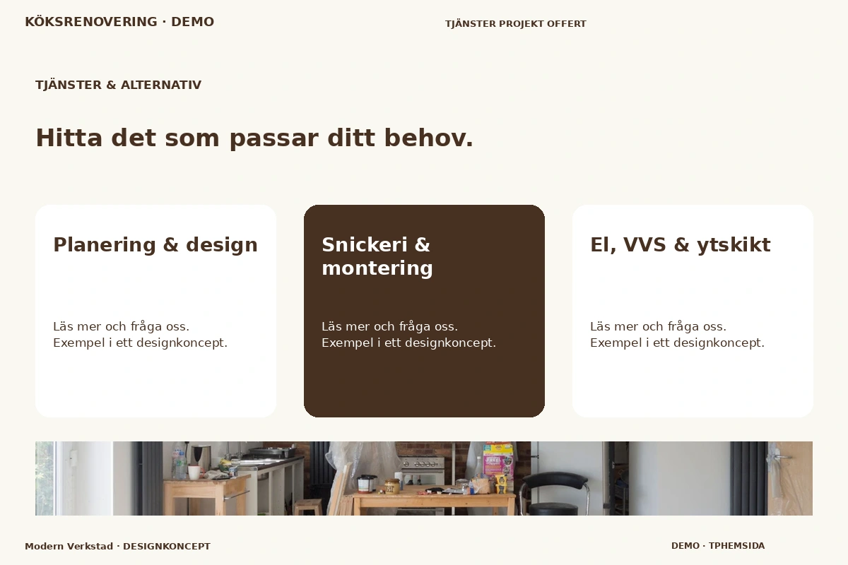 Modern Verkstad – Tjänster & alternativ för köksrenovering