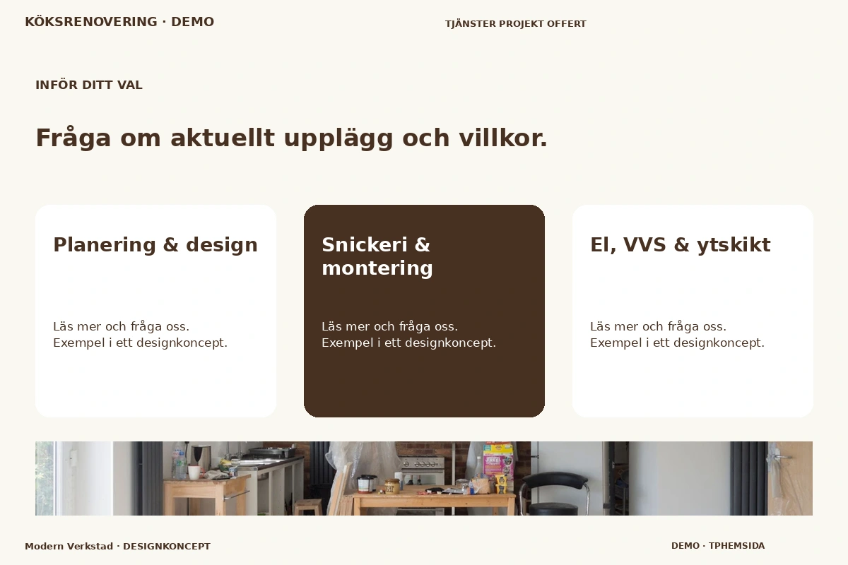 Modern Verkstad – Alternativ & villkor för köksrenovering