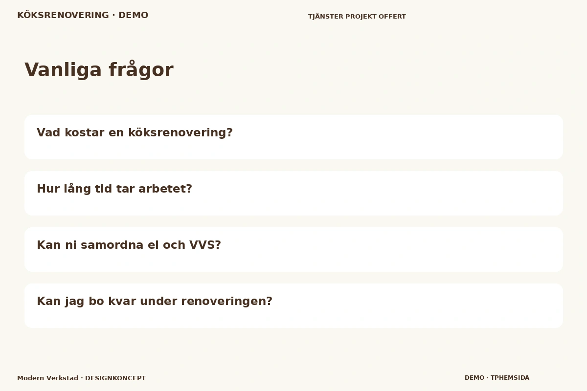 Modern Verkstad – Vanliga frågor för köksrenovering