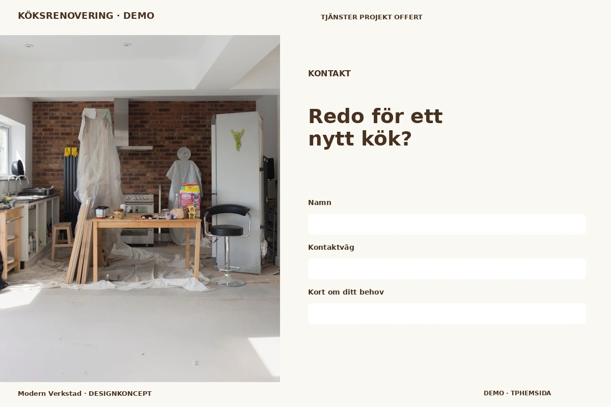 Modern Verkstad – Kontakt för köksrenovering