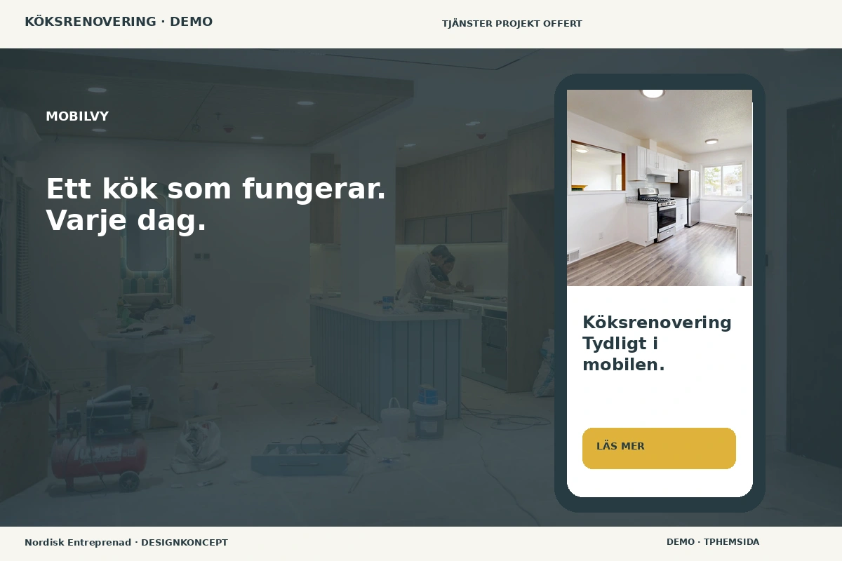 Nordisk Entreprenad – Mobilvy för köksrenovering