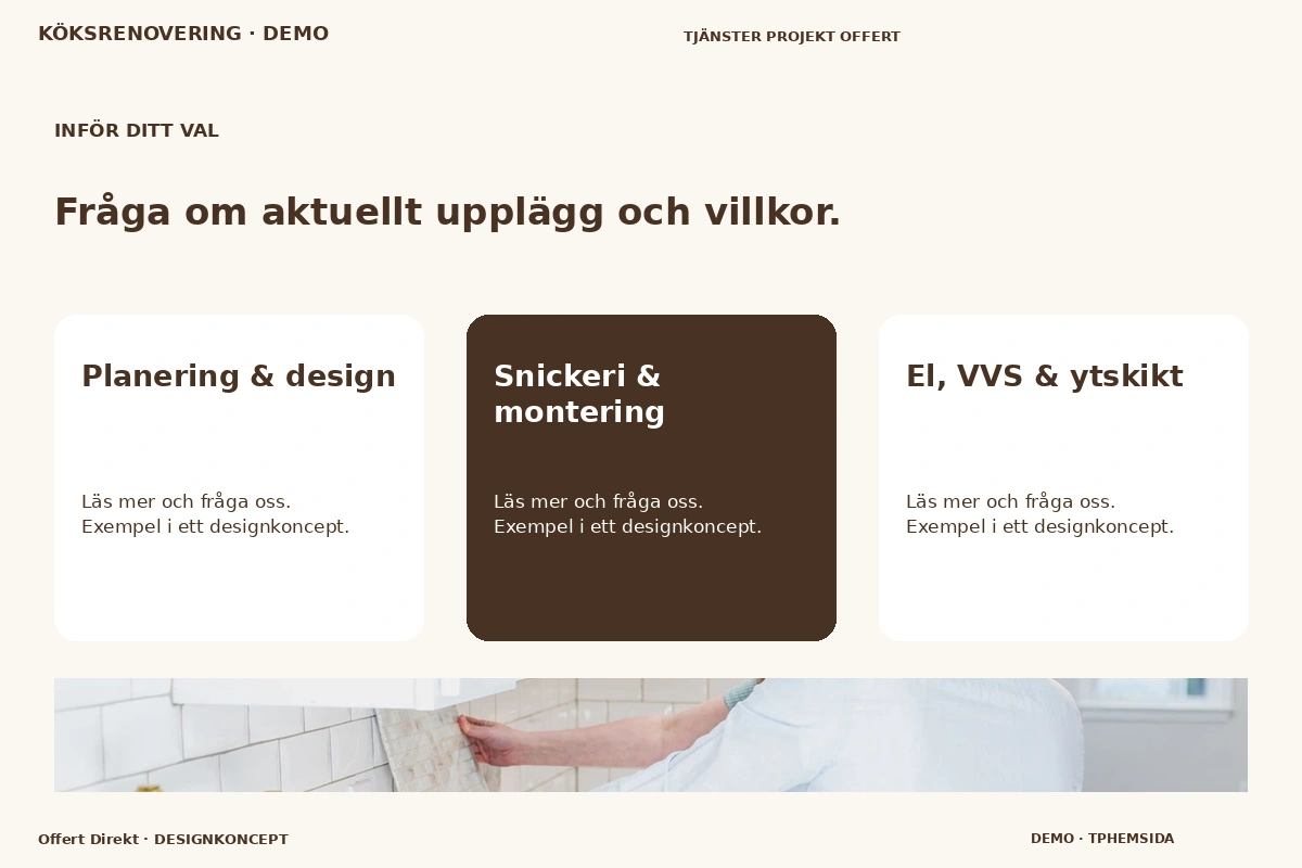 Offert Direkt – Alternativ & villkor för köksrenovering