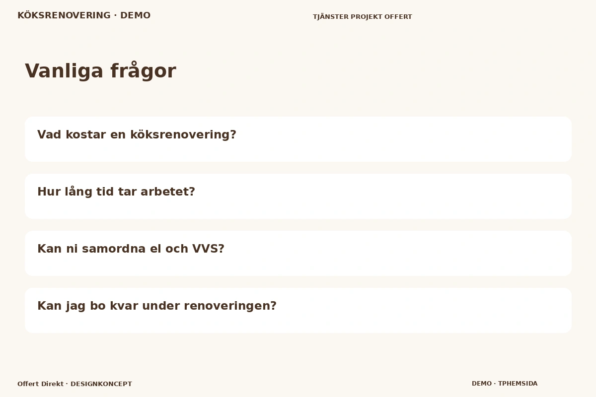 Offert Direkt – Vanliga frågor för köksrenovering