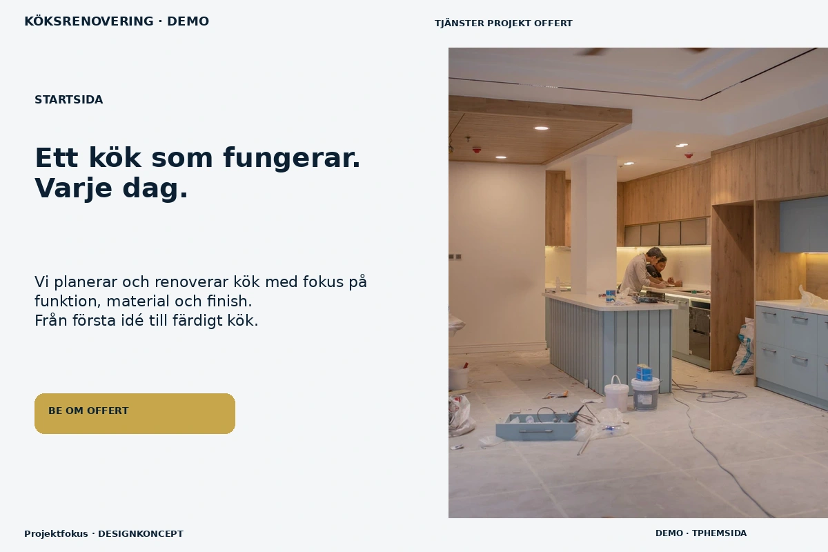 Projektfokus – Startsida för köksrenovering