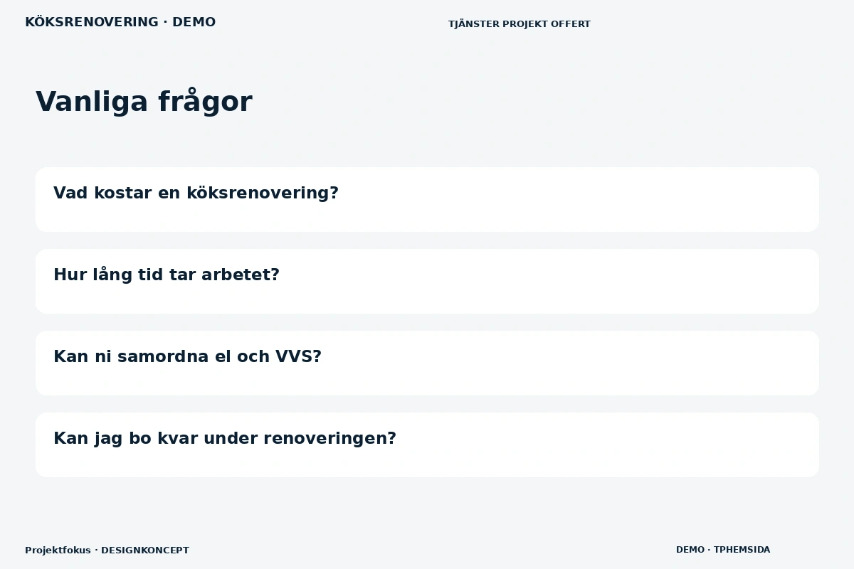 Projektfokus – Vanliga frågor för köksrenovering