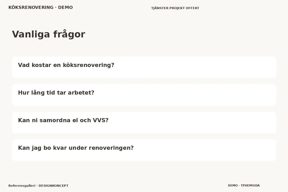 Referensgalleri – Vanliga frågor för köksrenovering