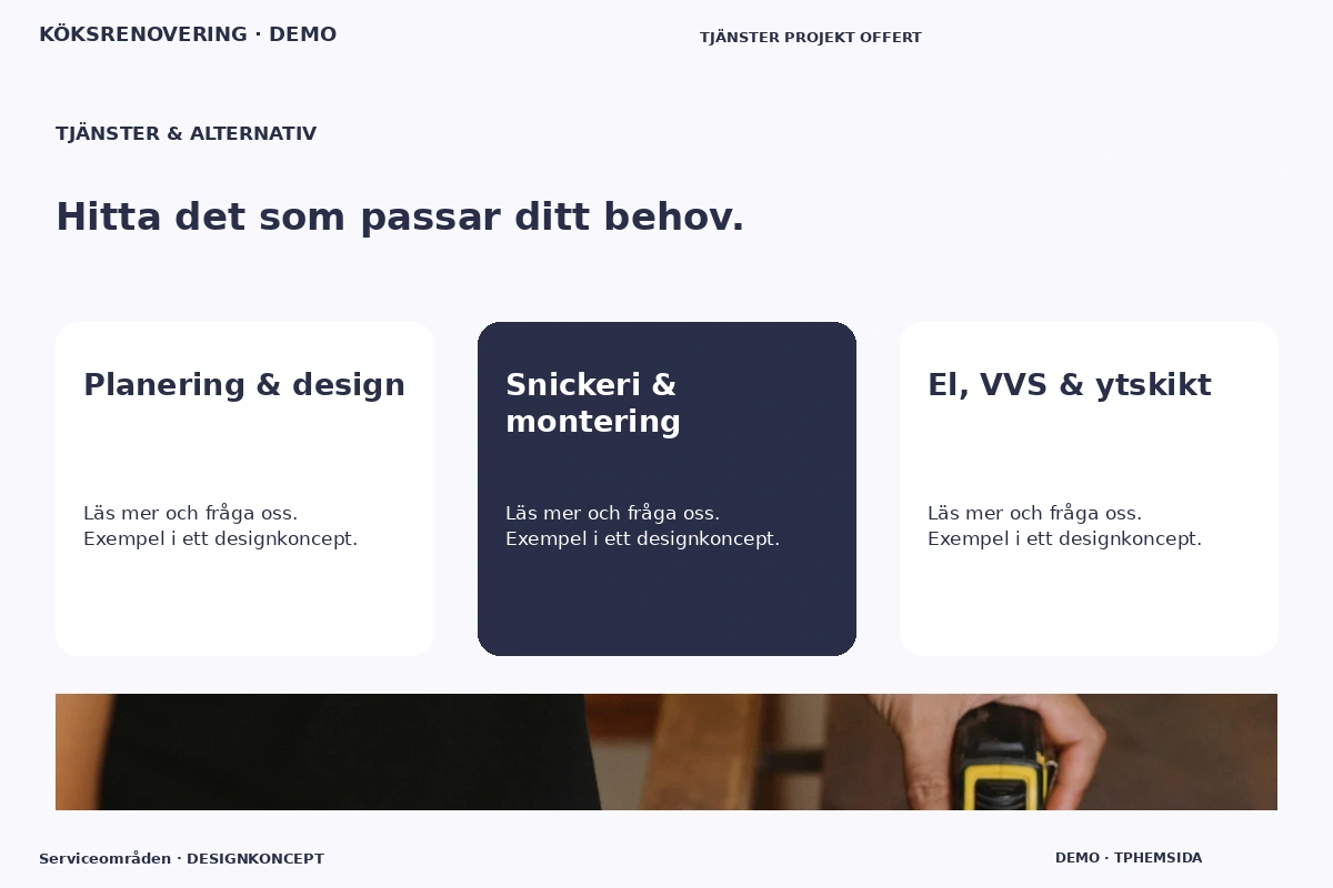Serviceområden – Tjänster & alternativ för köksrenovering