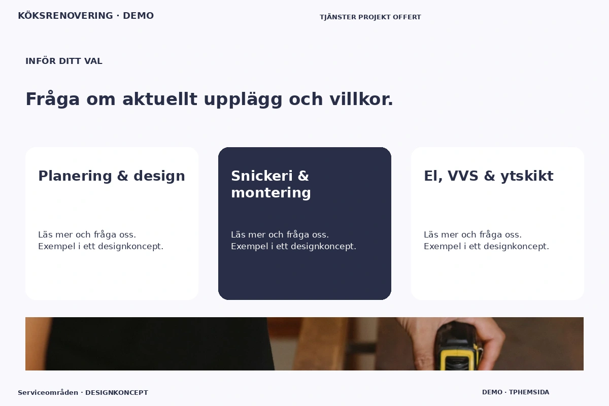 Serviceområden – Alternativ & villkor för köksrenovering