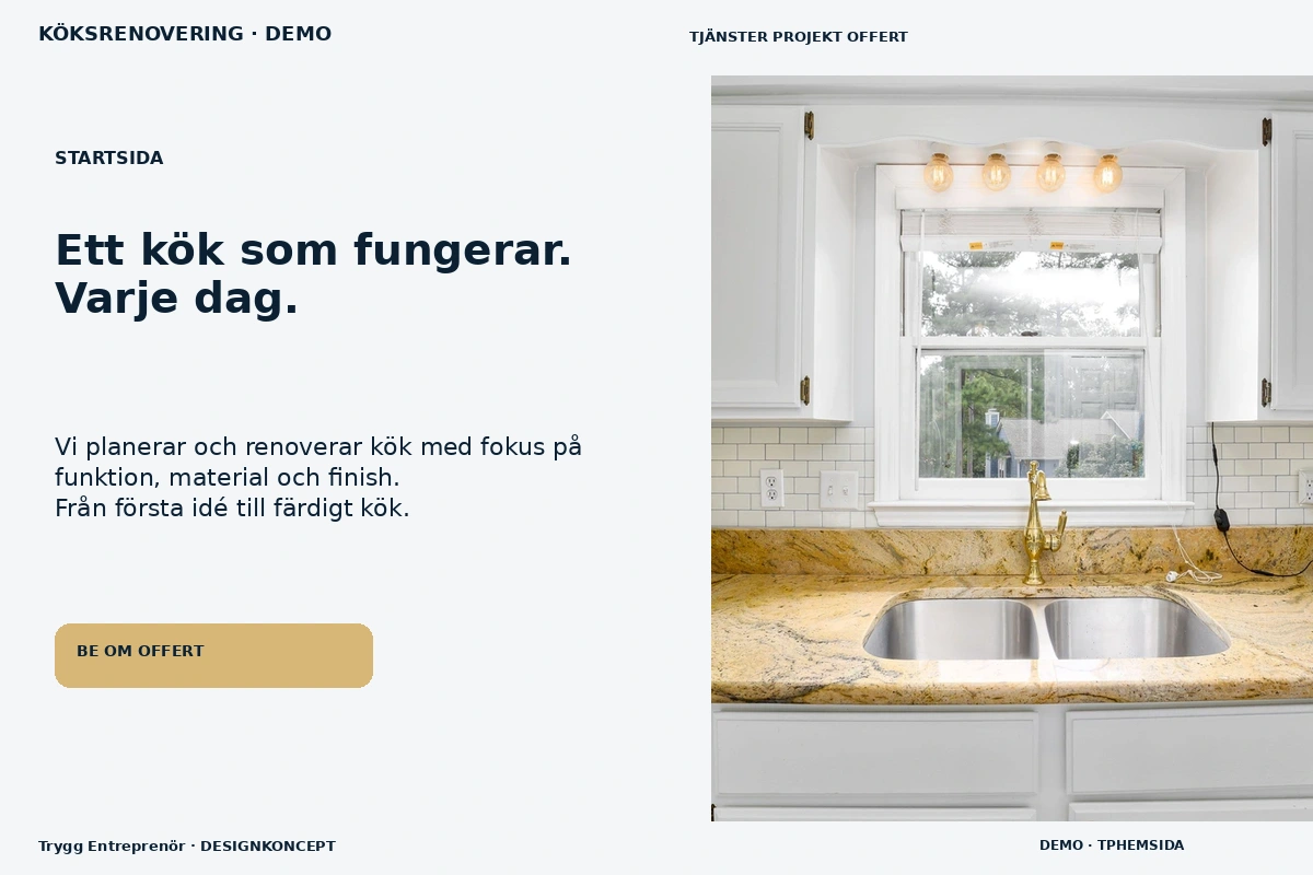 Trygg Entreprenör – Startsida för köksrenovering
