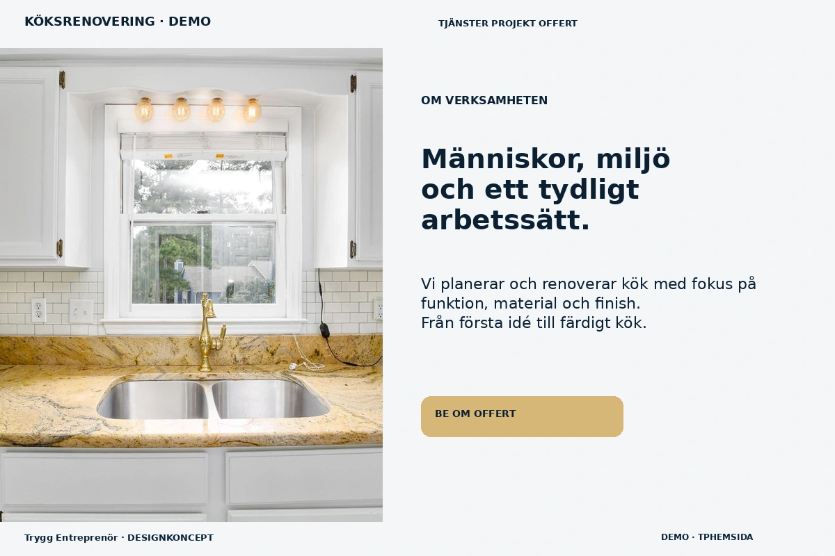 Trygg Entreprenör – Om verksamheten för köksrenovering