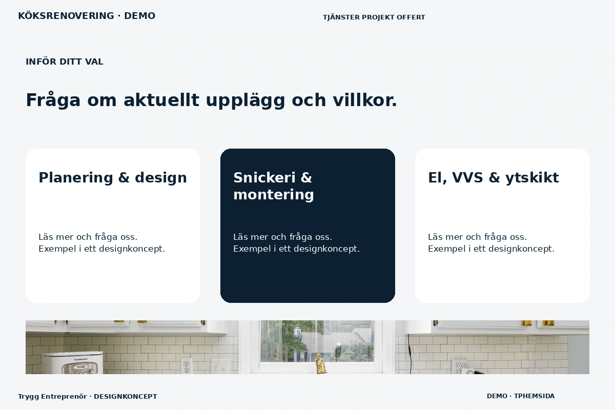 Trygg Entreprenör – Alternativ & villkor för köksrenovering