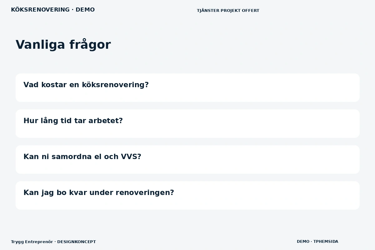 Trygg Entreprenör – Vanliga frågor för köksrenovering